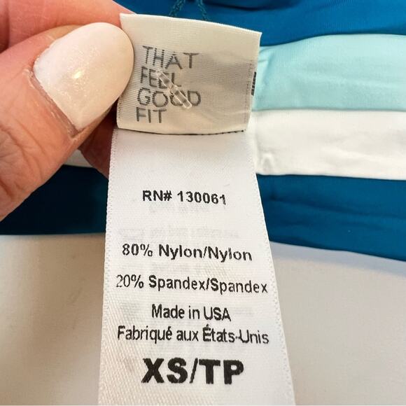 NWT l*space Rebel Stripe Bikini Top Mediterranean Cream Pool Blue sz XS Beach - Picture 7 of 7